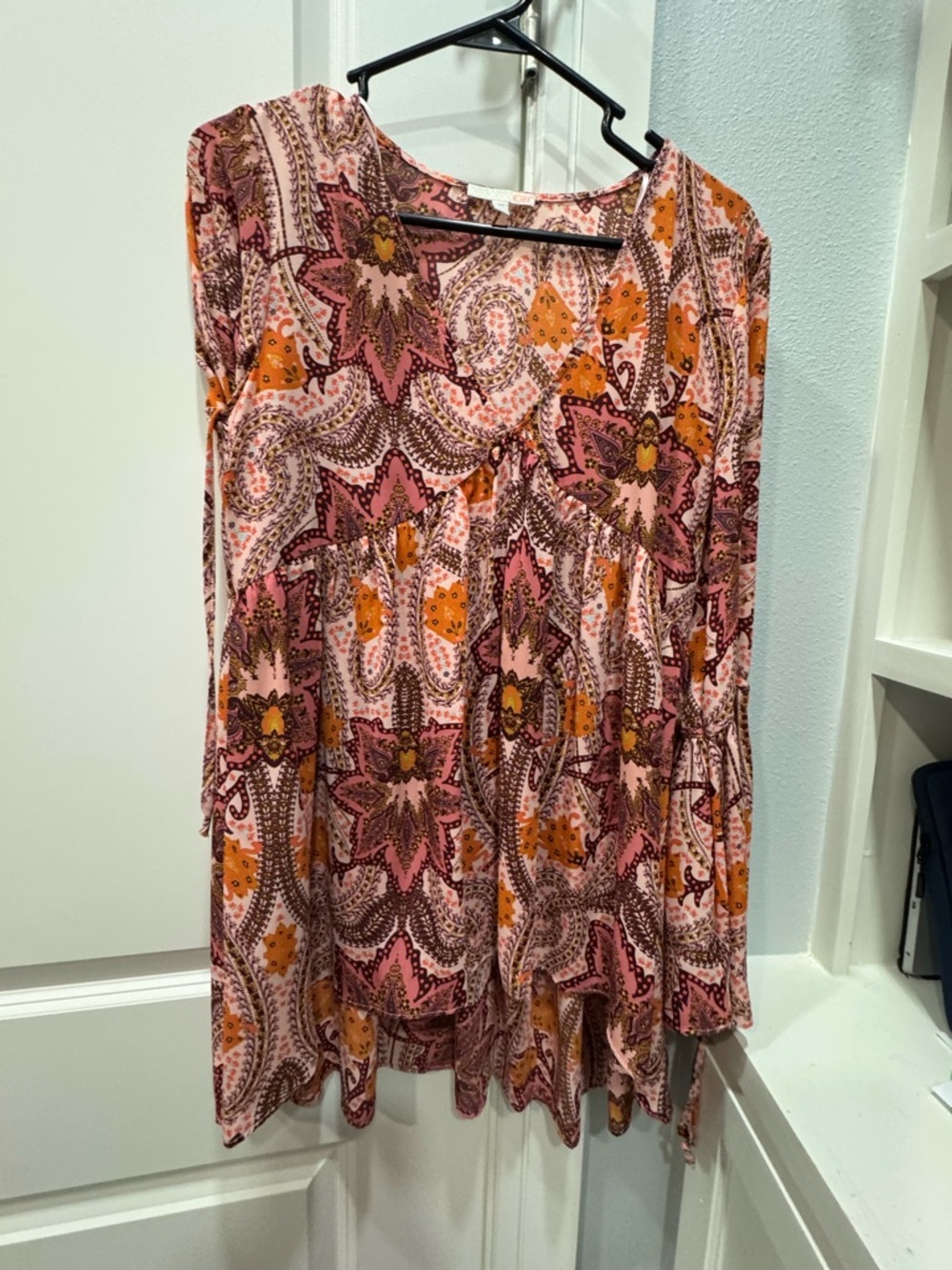Gianni Bini Pink and Orange Paisley Tunic Top